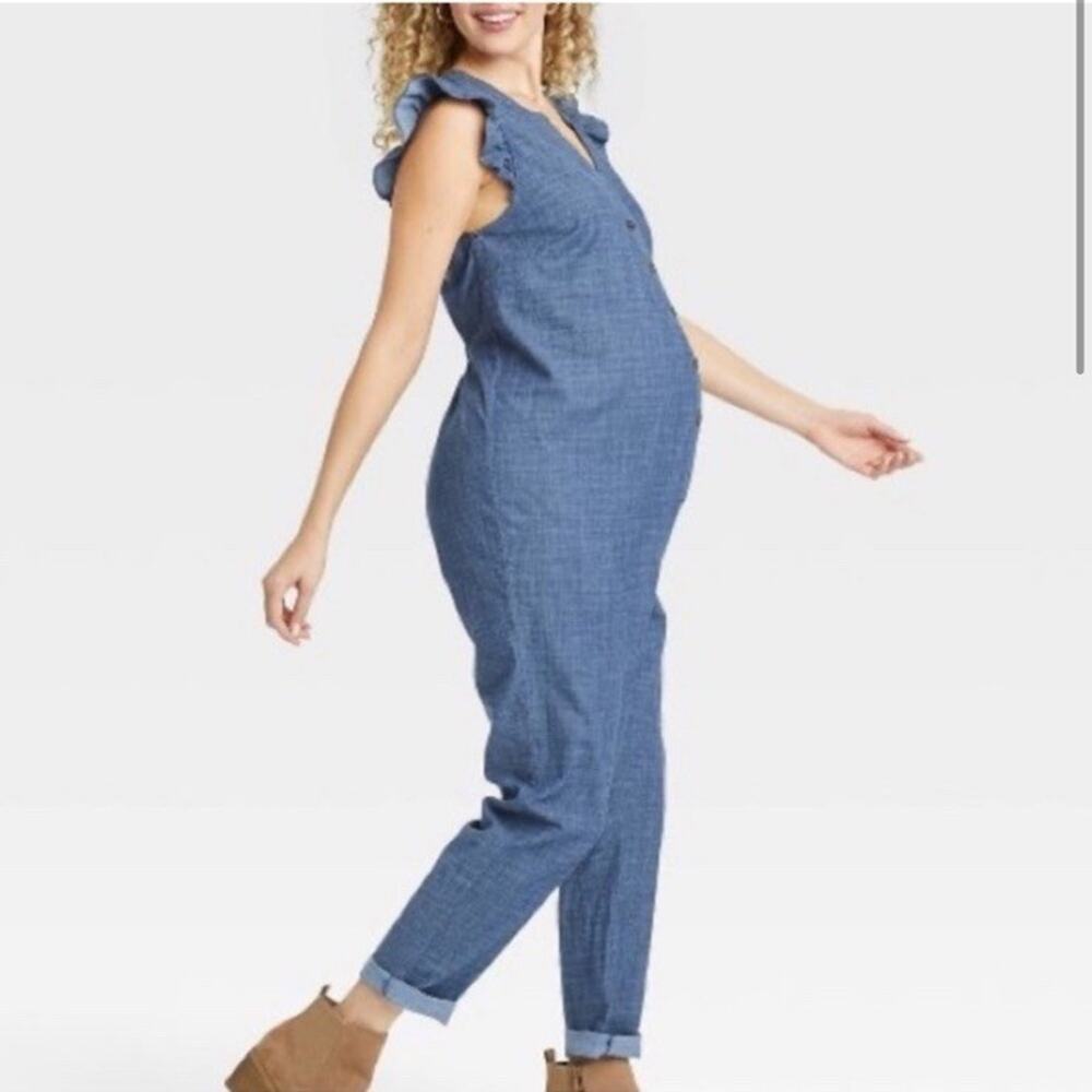The Nines By Hatch Button Chambray Denim Jumpsuit… - image 2